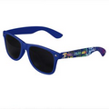 Royal Blue Retro Tinted Lens Sunglasses - Full-Color Full-Arm Printed